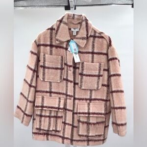 Topshop Women's Pink and Cream Coat Size 0-2